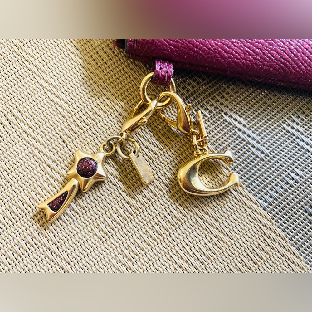 Coach Removable key chain bag charm bundle of two gold Color